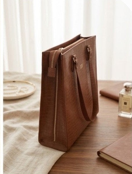 Luxe Krokodil-Print Leren Tote Bag, Ophalen of Verzenden, Nieuw, Bruin, Shopper