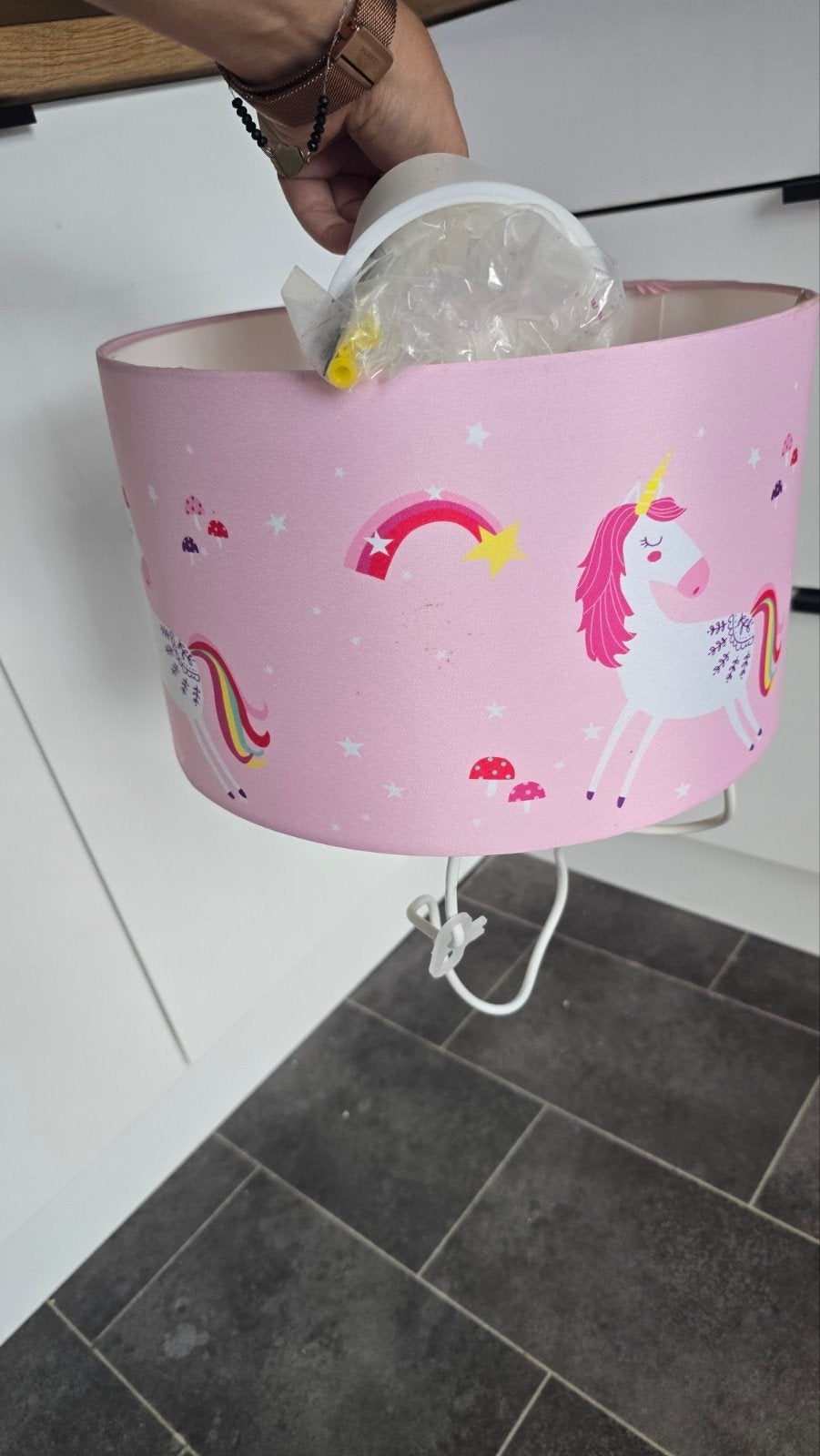 Roze eenhoorn lampenkap voor kinderkamer, Ophalen of Verzenden