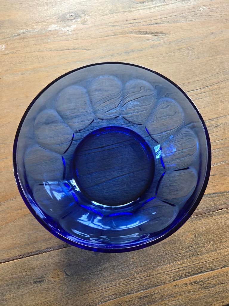 Blauwe schaal, Ophalen of Verzenden, Rond, Glas