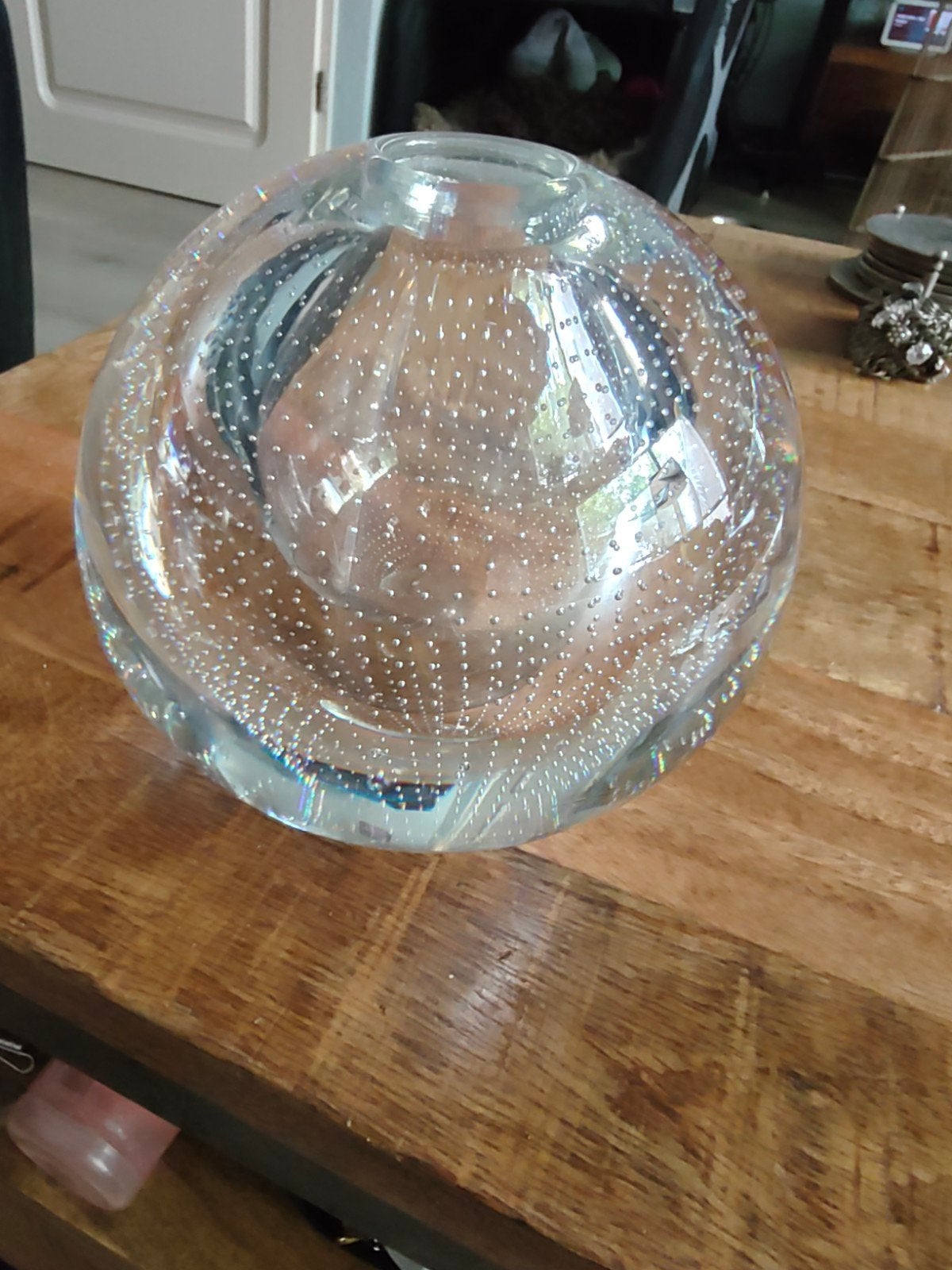 Glazen vaas met bubbels - decoratief en uniek, Antiek en Kunst, Ophalen of Verzenden
