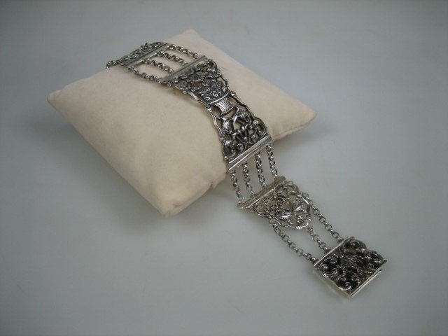Antieke Zilveren Oude Bloem Armband uit ca. 1860, Verzenden, Zilver, Armband