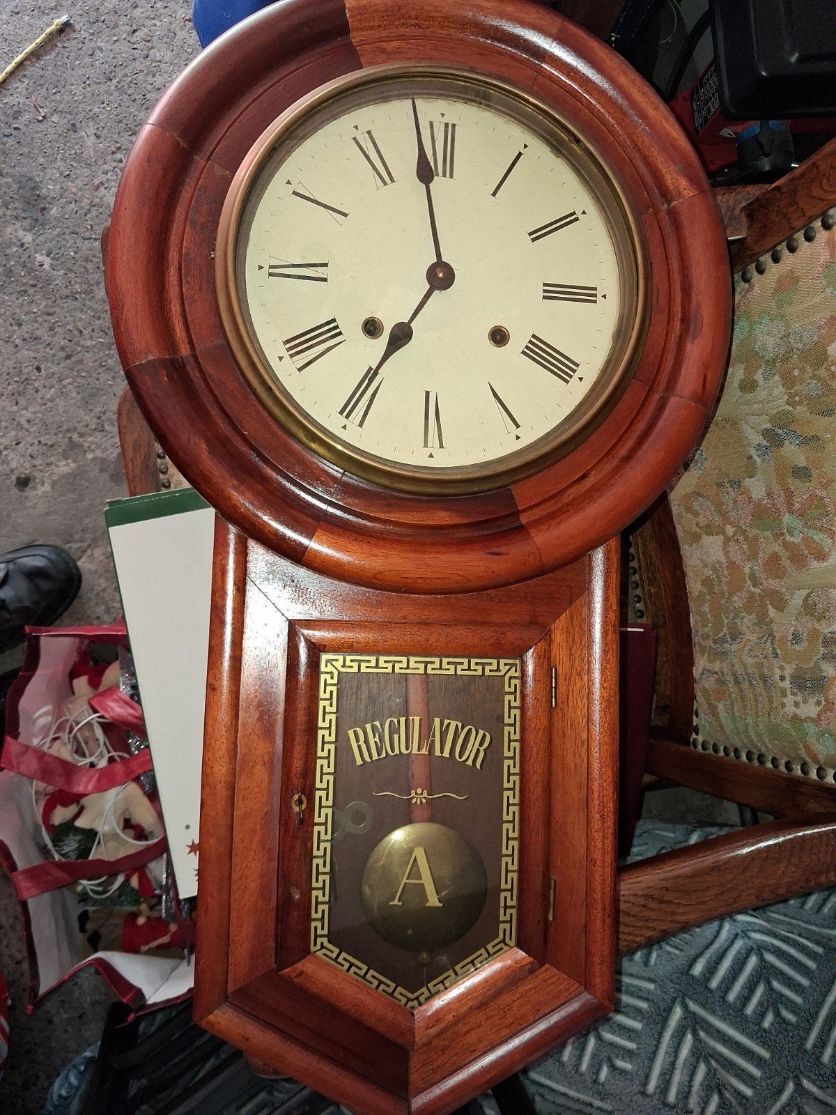 Antieke Regulator Wandklok - Klassiek Houten Design, Ophalen of Verzenden