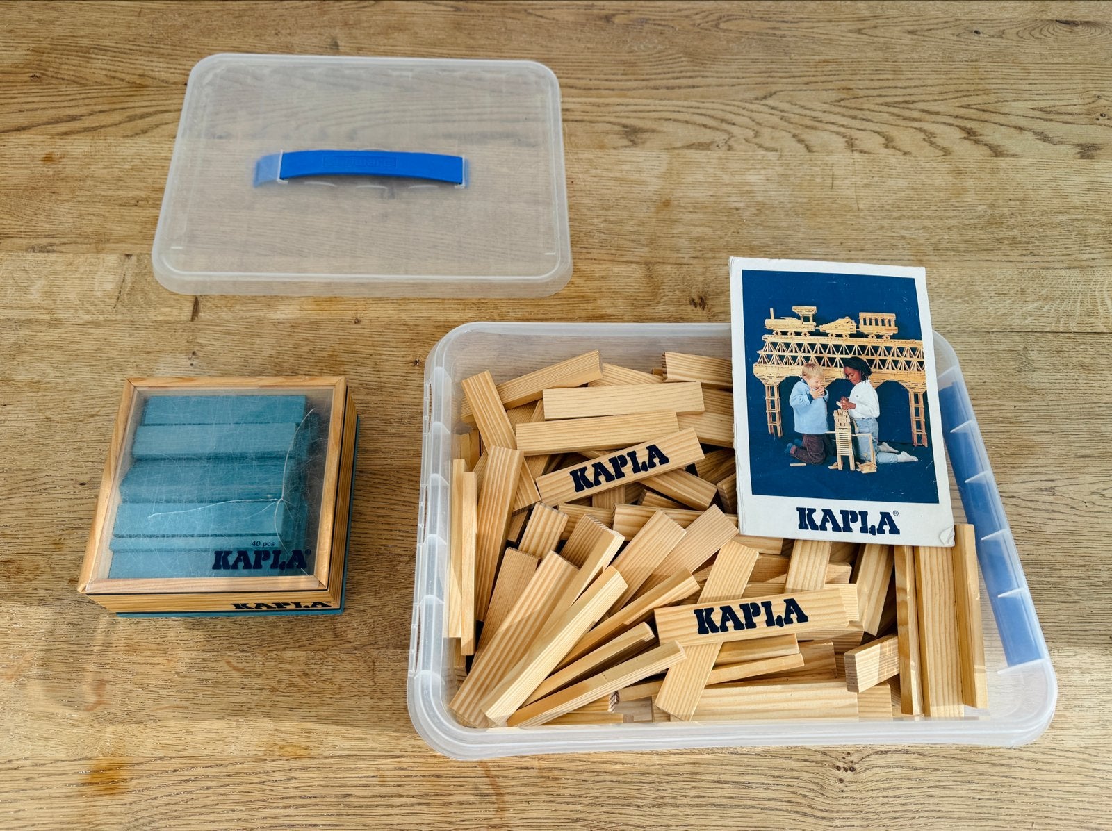 Partij Kapla bouwplankjes + doosje blauwe Kapla plankjes, Ophalen of Verzenden