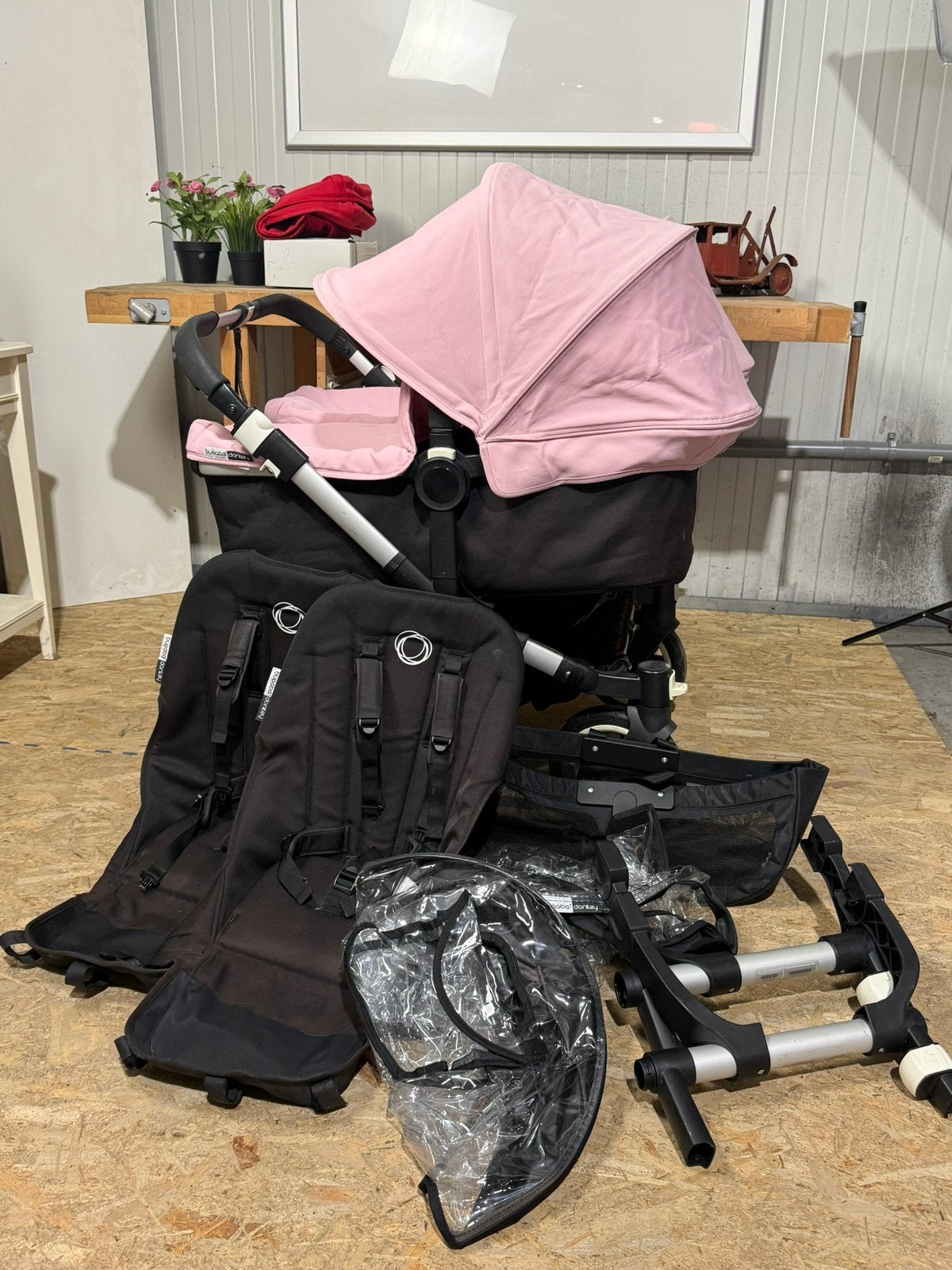 Bugaboo donkey twin zwart/pink, Gebruikt, Ophalen of Verzenden, Bugaboo, Bugaboo