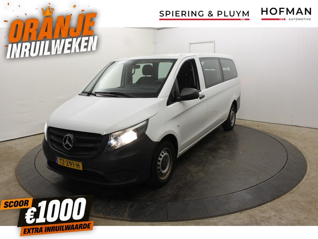 Mercedes-Benz Vito Tourer 109 BlueTEC XL L3 9 Personen Airco, Auto's, Mercedes-Benz, Stof, Gebruikt, 255 €/maand, Wit