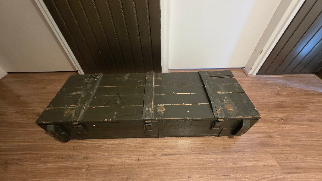 Oude groene legerkist, Ophalen, Minder dan 50 cm, Gebruikt, 100 tot 150 cm