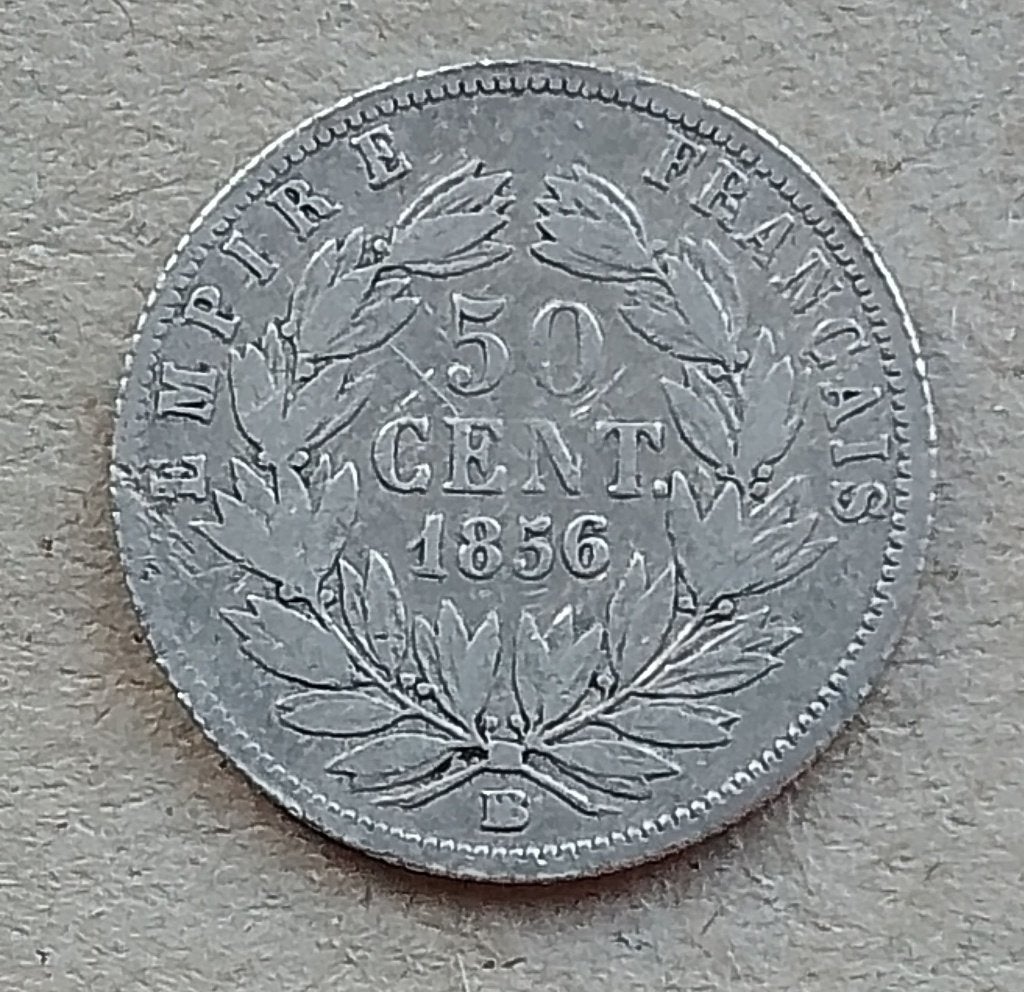 Frankrijk, 50 centimes 1856 BB, Ophalen of Verzenden, Frankrijk, Losse munt, Zilver