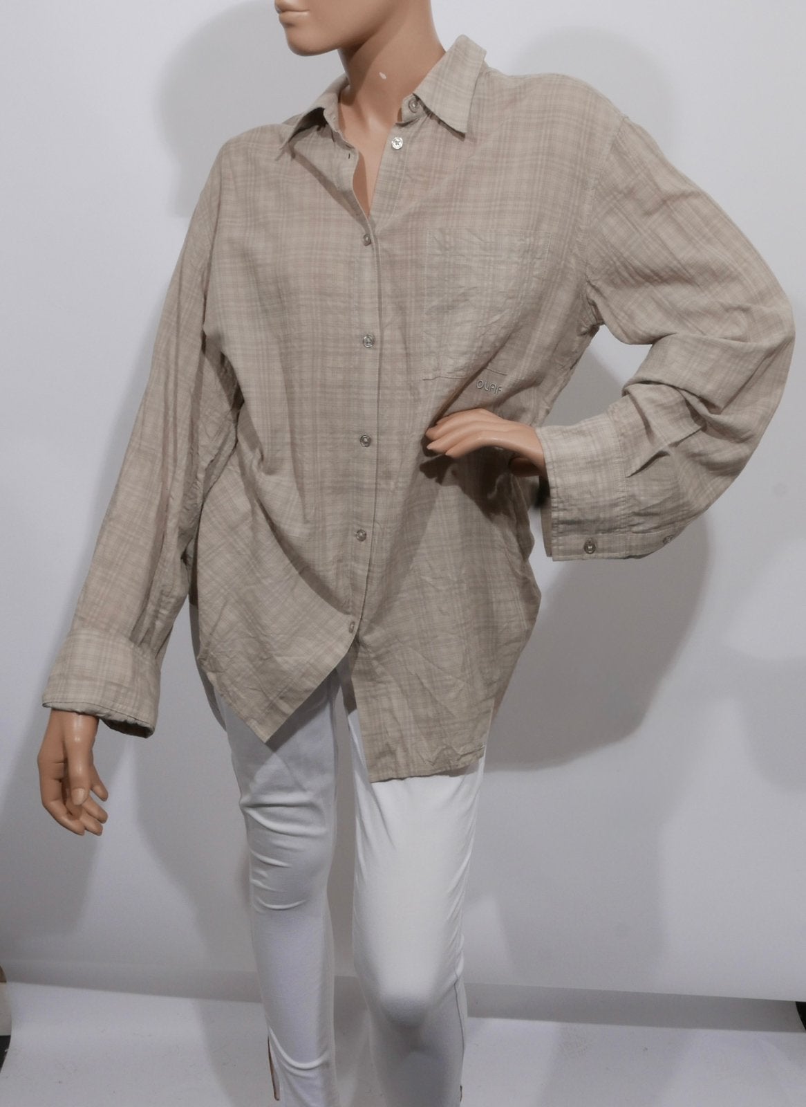 OLAF checked fitted shirt maat XL ZGAN, Ophalen of Verzenden, Zo goed als nieuw, Maat 46/48 (XL) of groter, Beige
