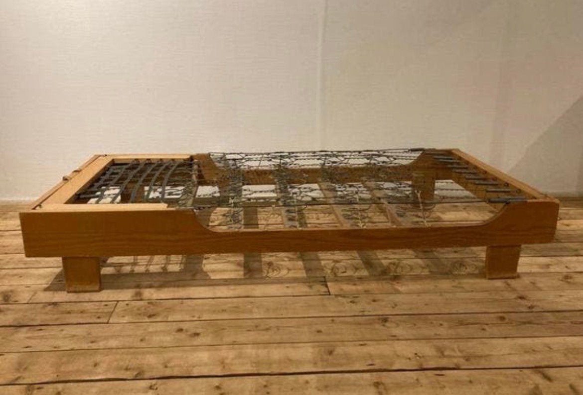 Day bed hout daybed - Zwitsers design jaren 60/70, Ophalen, Verstelbaar, Eenpersoons, Zo goed als nieuw