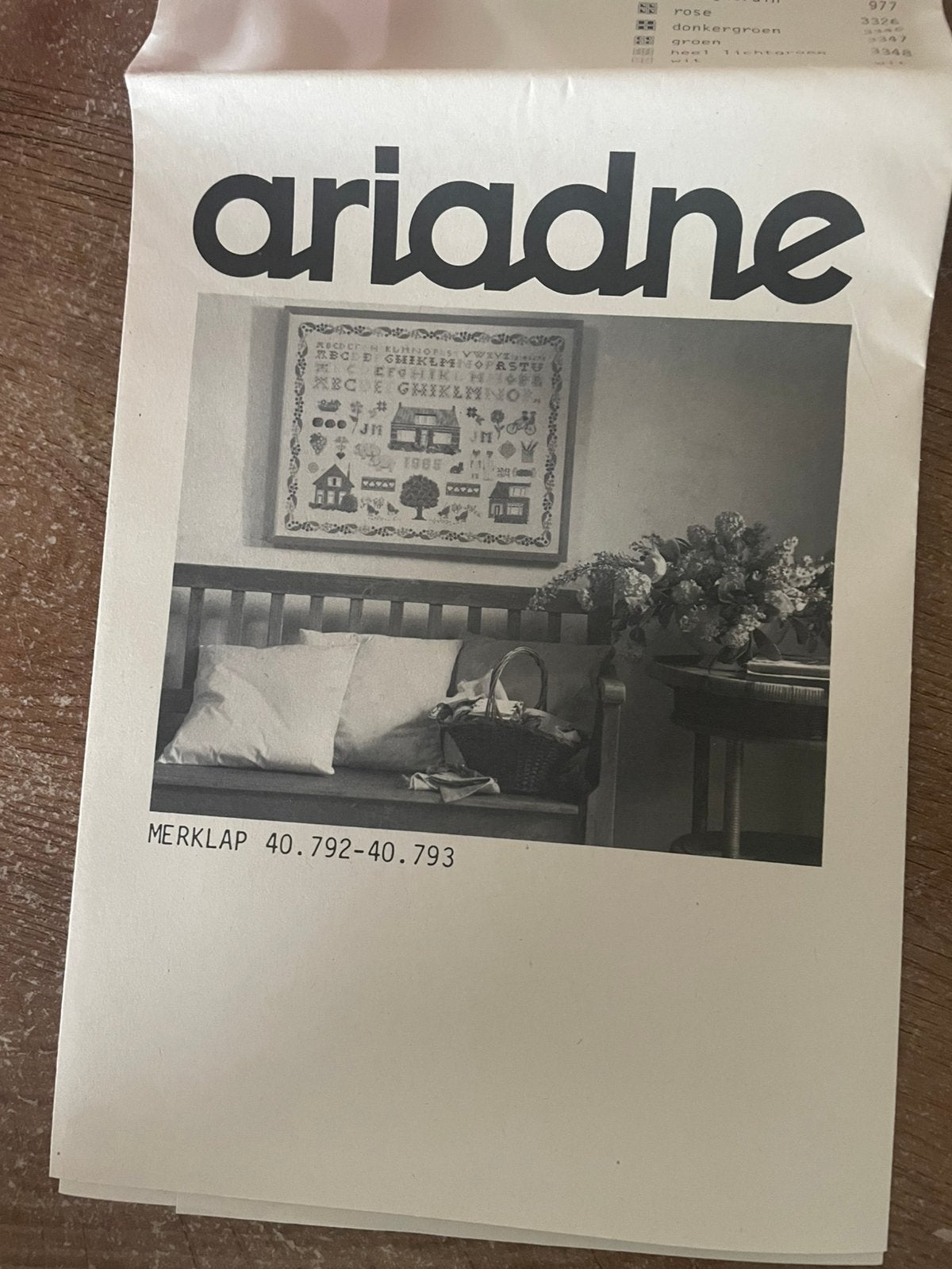 Borduren, Merklap, Ariadne, Motief, Hobby, Ophalen of Verzenden, Zo goed als nieuw, Patroon