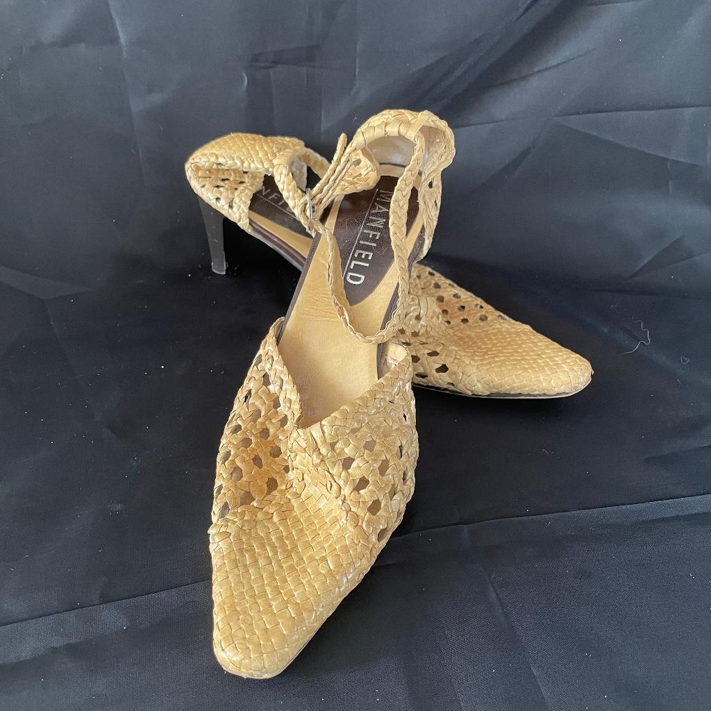 Manfield gevlochten leren pumps – maat 36, Beige, Dansschoenen, Ophalen of Verzenden, Manfield