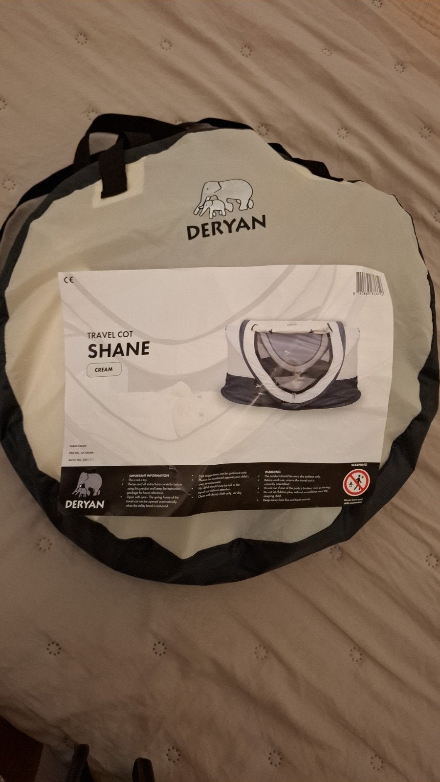Deryan Travel Cot Shane Cream - Reisbedje, Kinderen en Baby's, Ophalen of Verzenden, Nieuw, Reisbedje