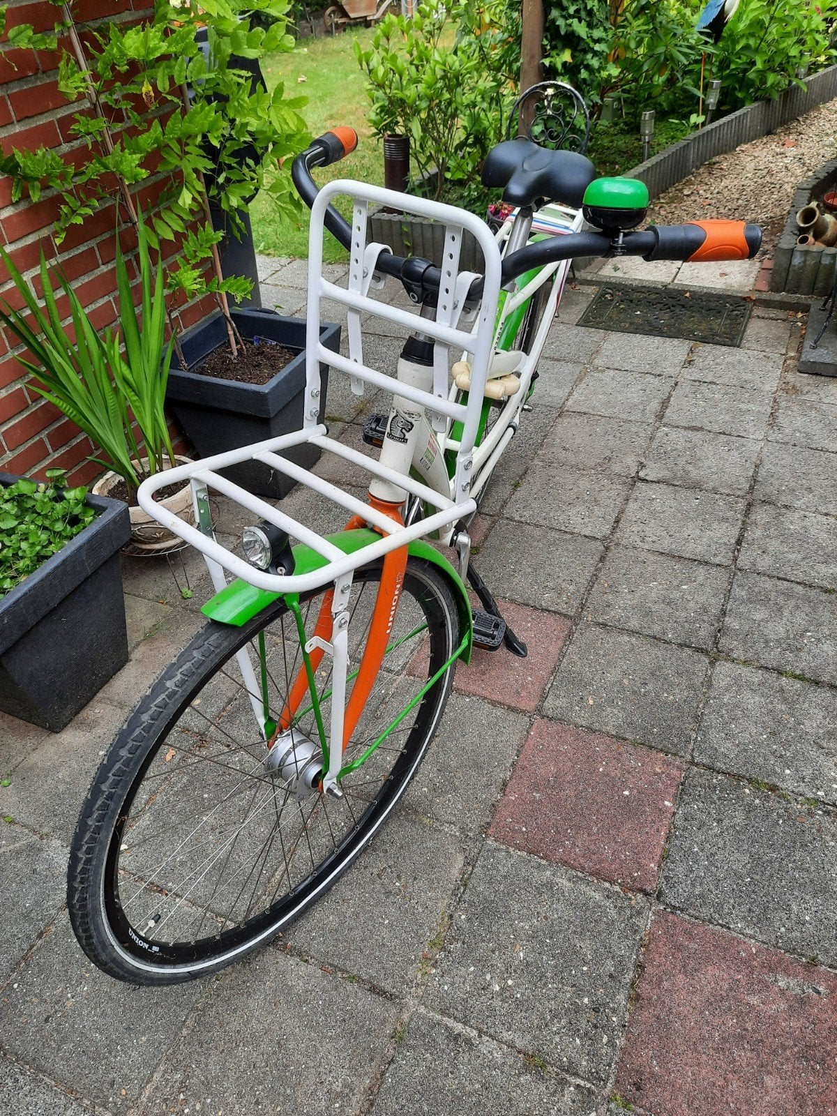Union Transportfiets - Wit/Groen/Oranje, Fietsen en Brommers, Fietsen | Dames | Damesfietsen, Terugtraprem, Gebruikt, 50 tot 53 cm
