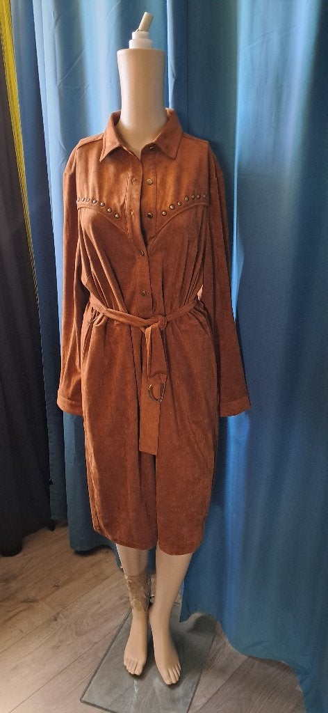 K Design Jurk Maat XXL - Suède Look, K Design, Bruin, Verzenden, Maat 46/48 (XL) of groter