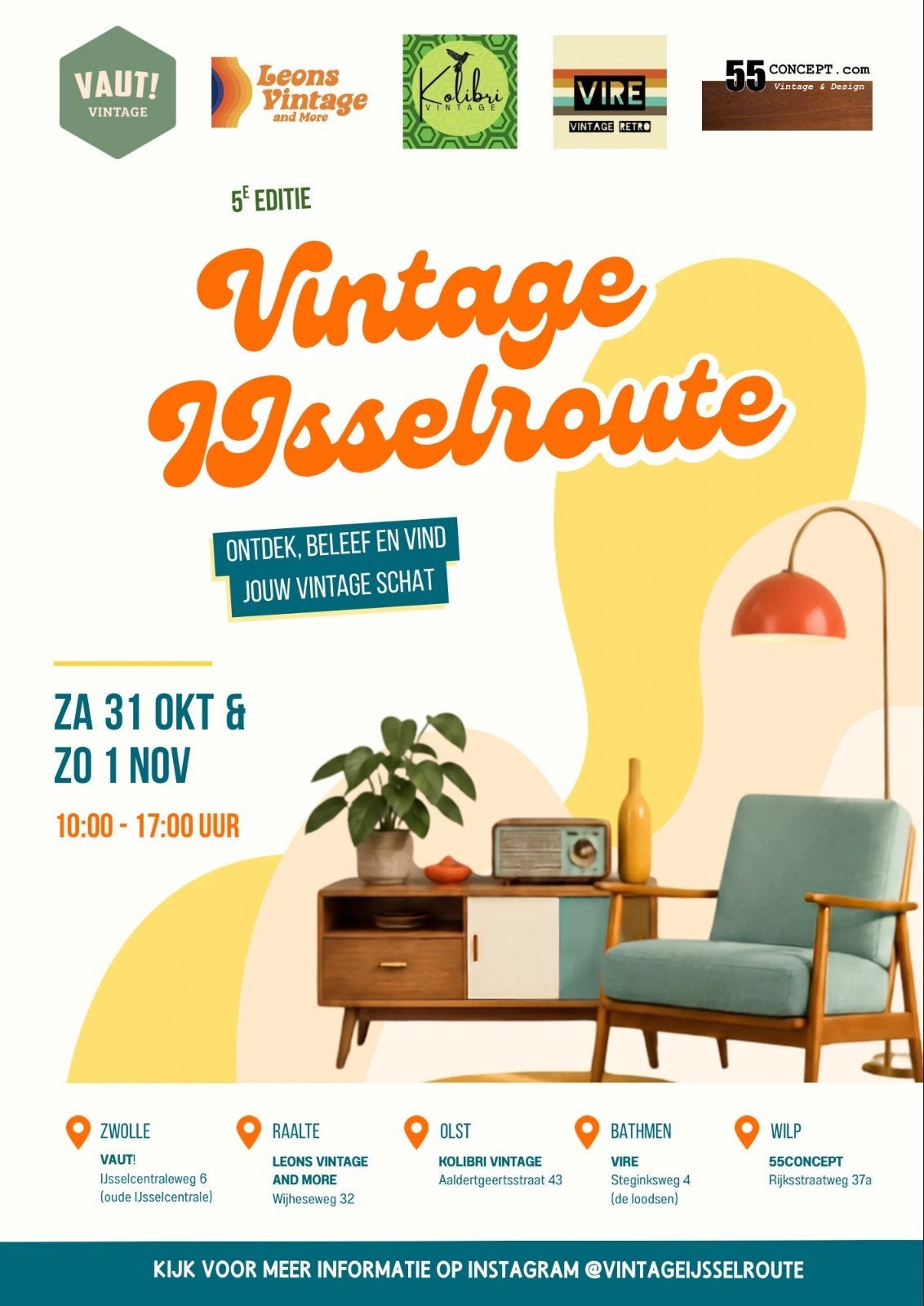 vrijdag zaterdag zondag vintage design retro dressoir lamp, Ophalen of Verzenden