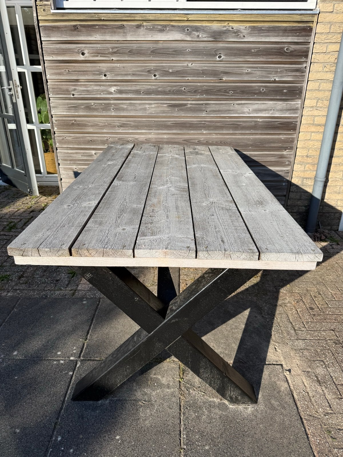 Steigerhouten tafel - 180x98x77 cm - Behandelbaar, Ophalen, Gebruikt, Rechthoekig, Hout