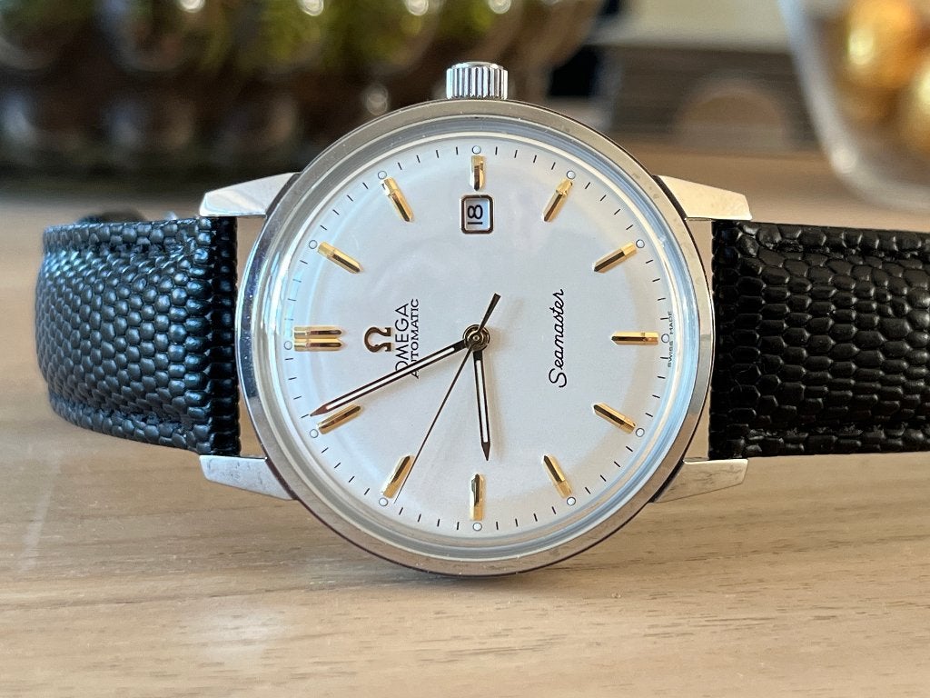 Vintage Omega Seamaster, Overige merken, Leer, Staal, Polshorloge