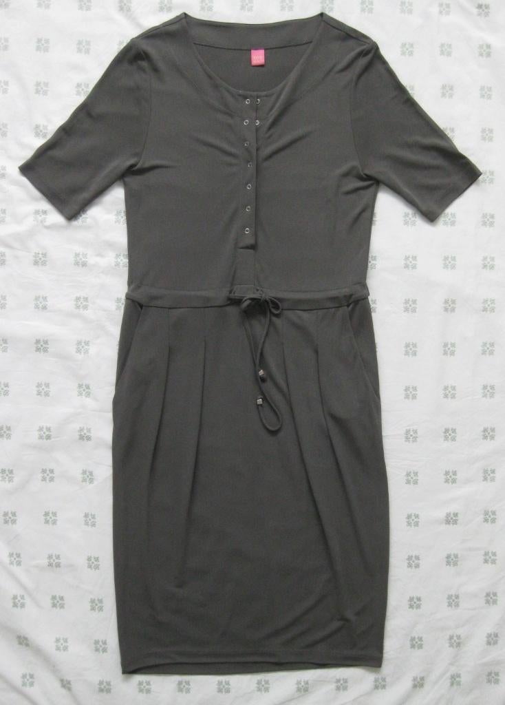 Kyra & Ko grijze jurk, korte mouw, travelstof, mt M madelief, Kleding | Dames, Maat 38/40 (M), Ophalen of Verzenden, Zo goed als nieuw