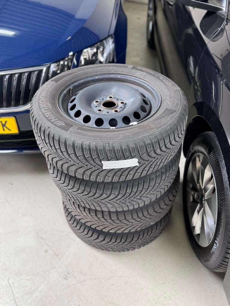 Winterbanden op velg WINTERSET Hankook 5X112 195/65R15, Ophalen, Gebruikt, 15 inch, Banden en Velgen