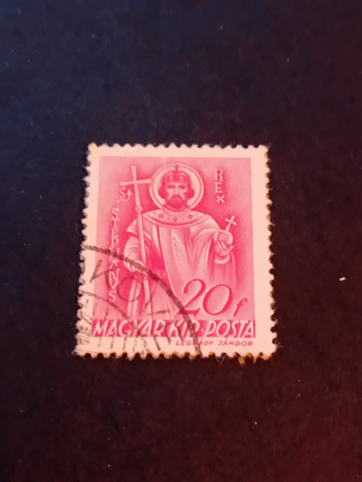 Hongaarse postzegel St. Stefanus Rex 20f, Ophalen of Verzenden, Gestempeld