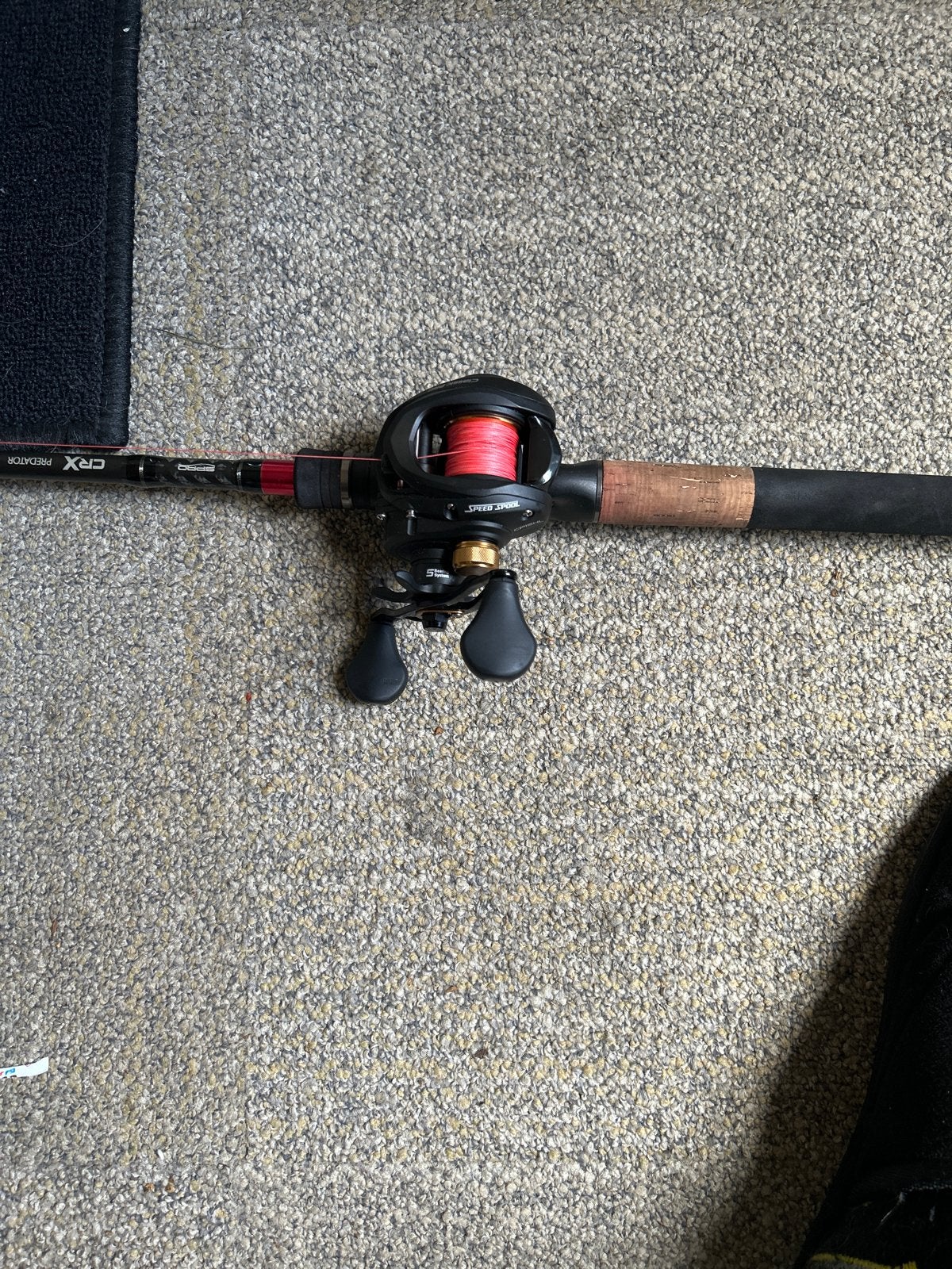 CRX Predator Werphengel met Baitcaster Molen, Ophalen, Zo goed als nieuw, Complete hengel