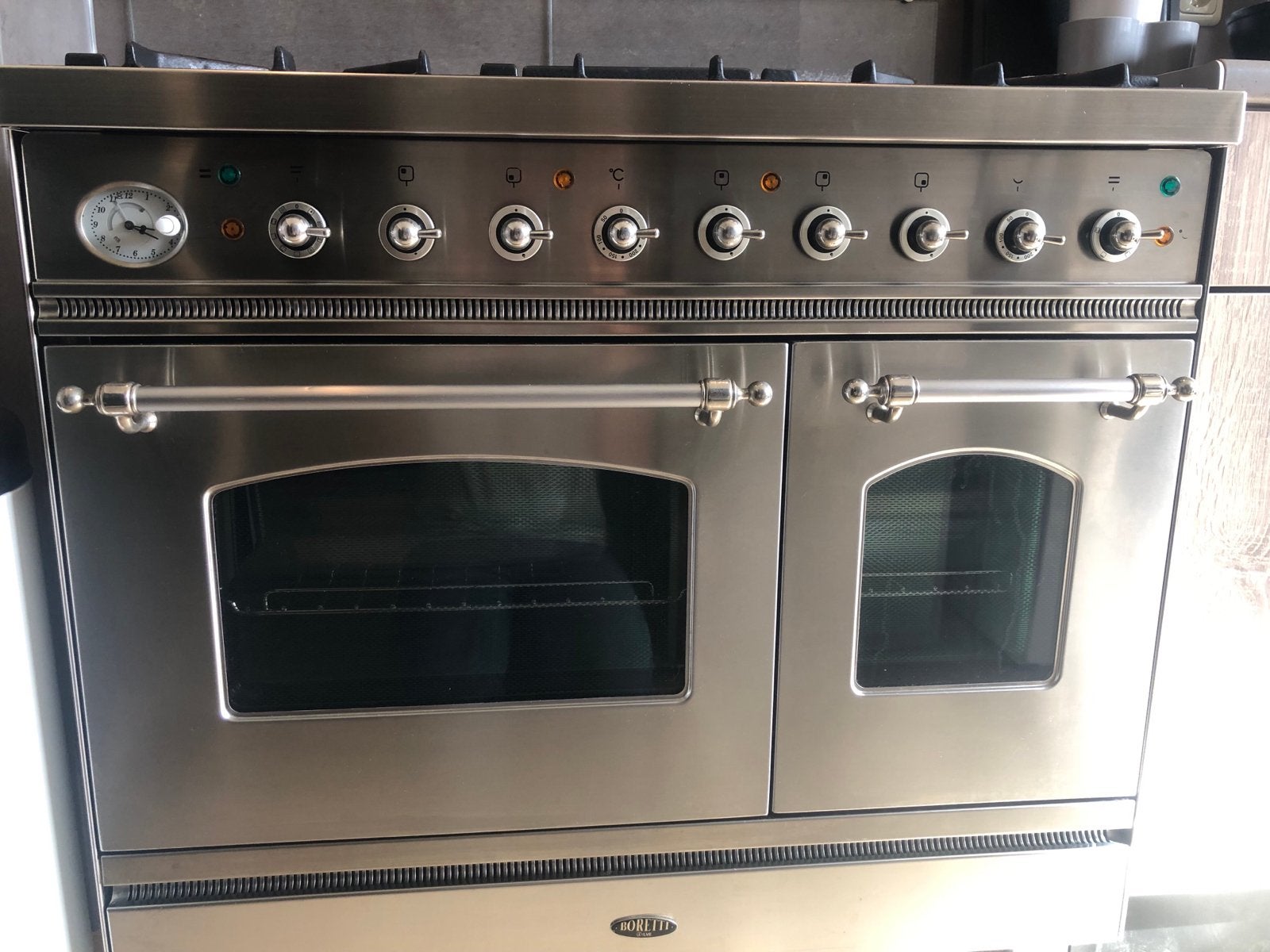 Boretti Fornuis met Dubbele Oven en 5 Gasbranders, Hete lucht, 60 cm of meer, Ophalen of Verzenden, Zo goed als nieuw
