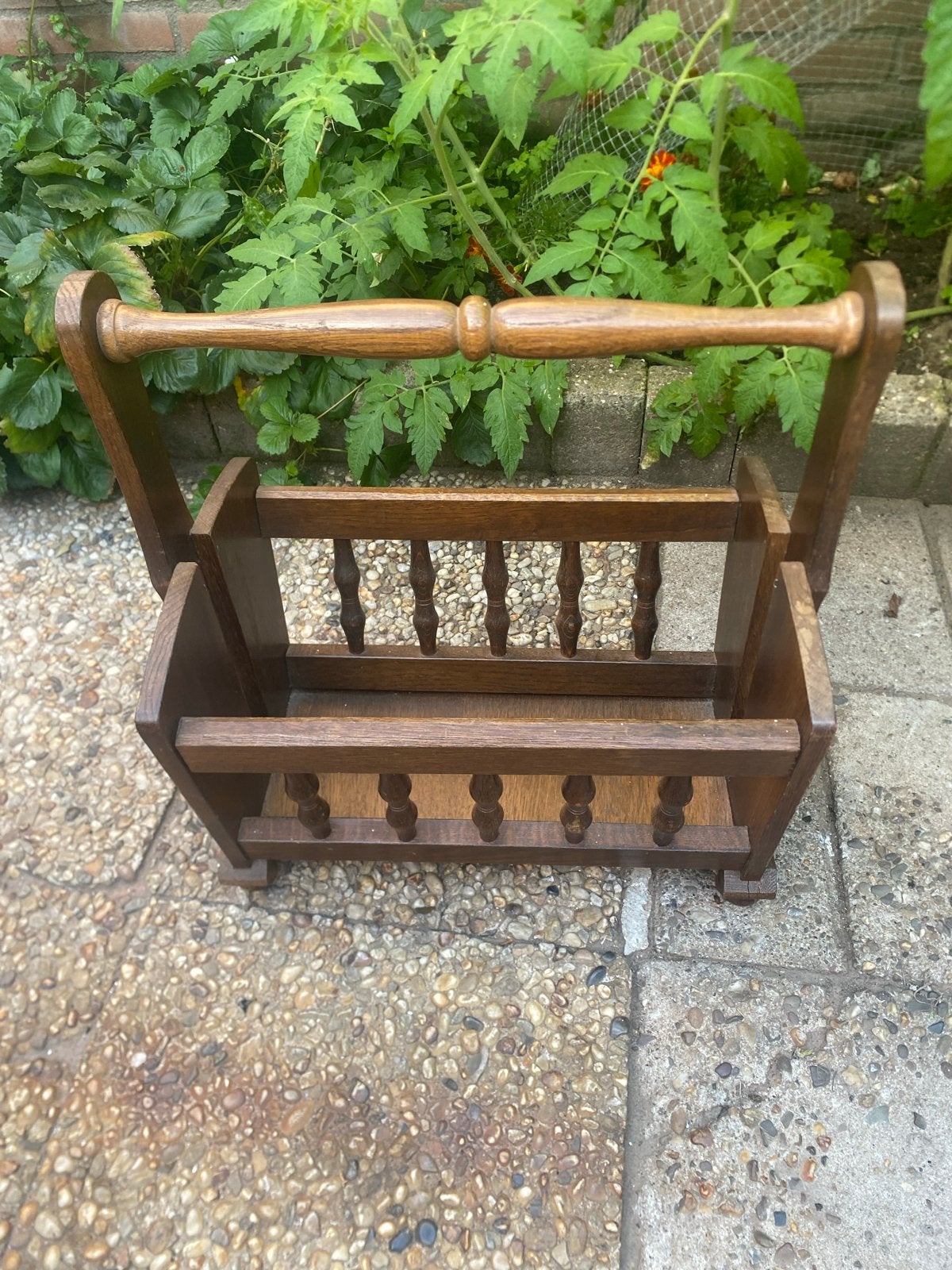 Vintage houten lectuurbak / krantenbak, Gebruikt, Lectuurbak, Hout, Geschikt voor vinyl