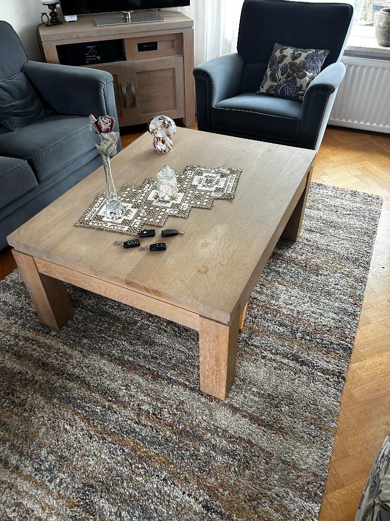 salontafel met lade Eiken white wash, Huis en Inrichting, Tafels | Salontafels, Ophalen, Strak, 100 tot 150 cm, Eikenhout