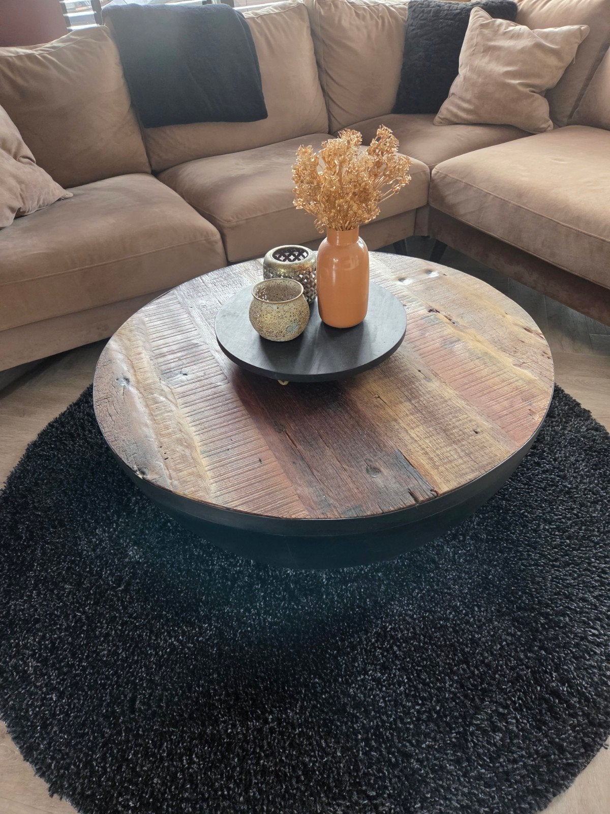 Salontafel Abel rond - Diameter 90 cm - Metaal onderstel, Huis en Inrichting, Tafels | Salontafels, Ophalen