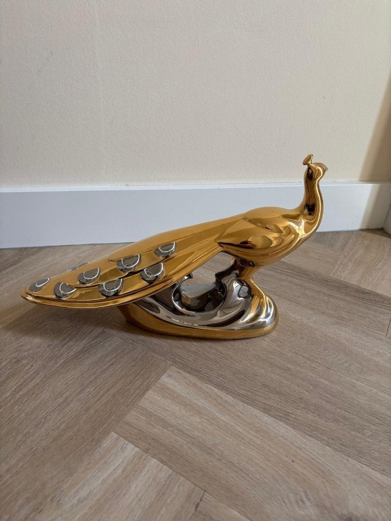 Pauw  van porselein verguld, Ophalen, Gebruikt, Klassiek, Goud
