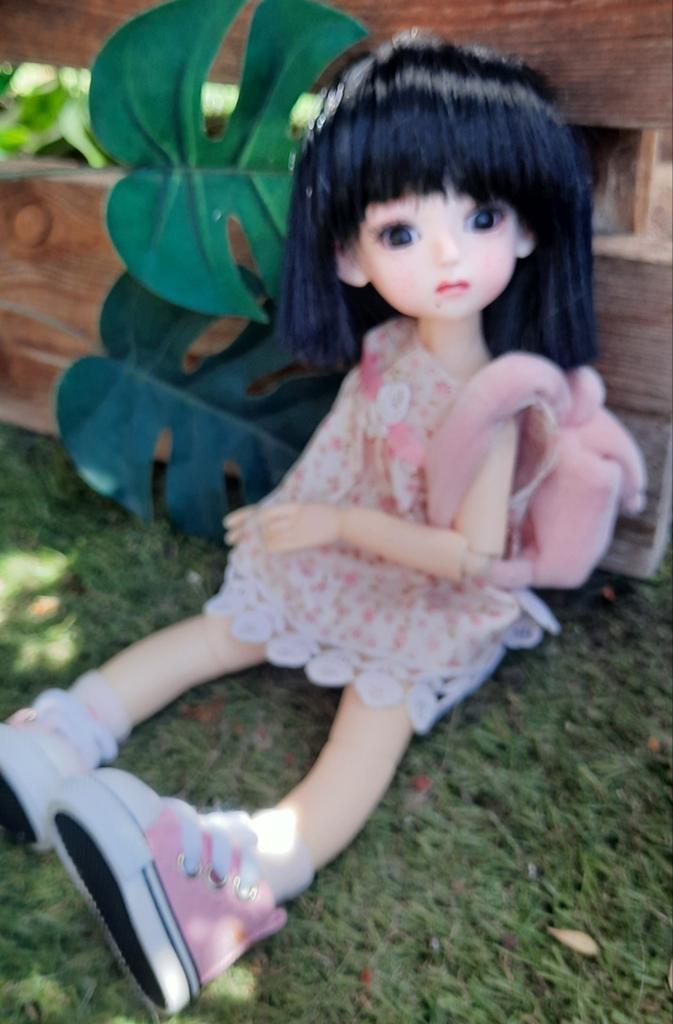 Bjd 1/6, voledige hars fullset pop met rugtasje, Ophalen of Verzenden, Zo goed als nieuw, Pop