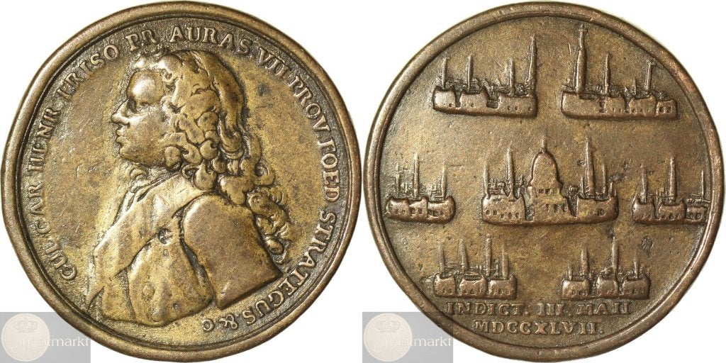 Historiepenning - 1747 'Verheffing Willem Friso Stadhouder', Postzegels en Munten, Munten | Nederland, Ophalen of Verzenden, Vóór koninkrijk