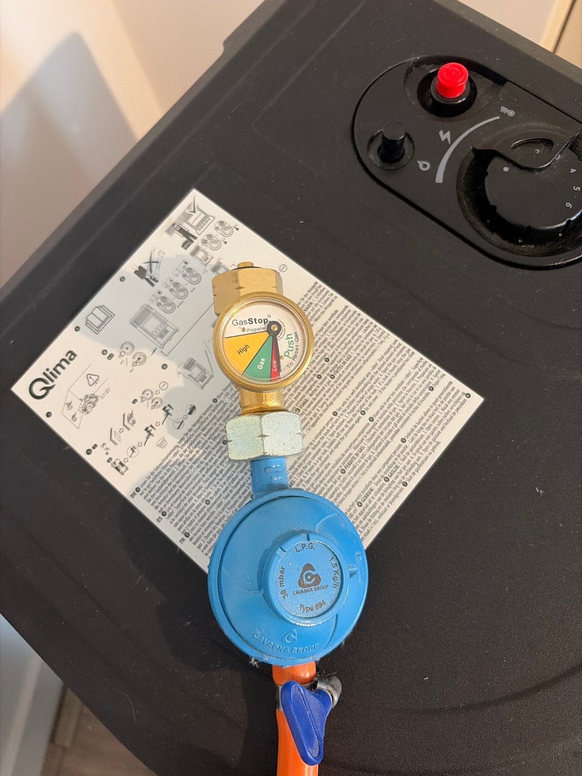 Qlima Gaskachel GH 8034 met gasstop en drukregelaar, Huis en Inrichting, Gas, Ophalen of Verzenden, Zo goed als nieuw, Vrijstaand