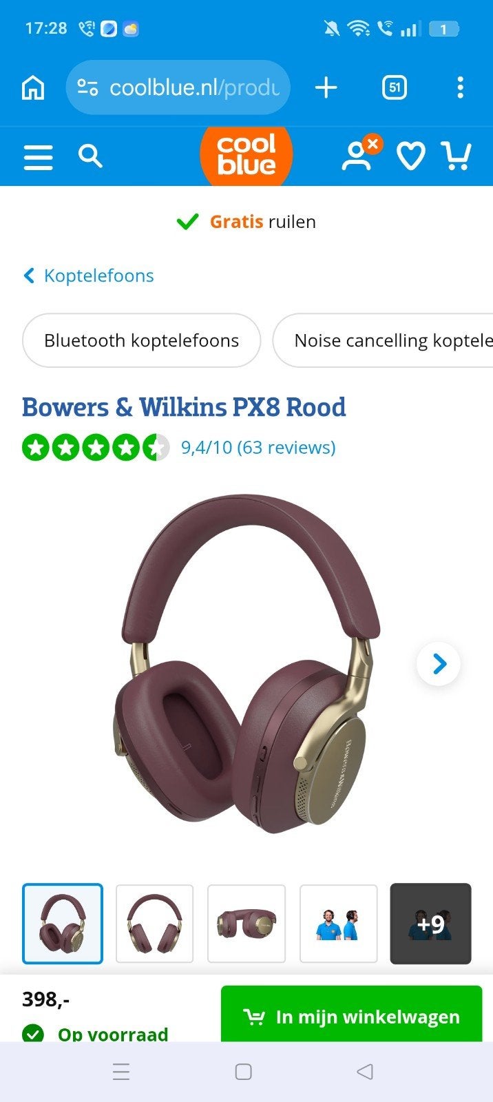 Bowers & Wilkins PX8 Rood nieuw in doos, Ophalen of Verzenden, Nieuw, Overige merken