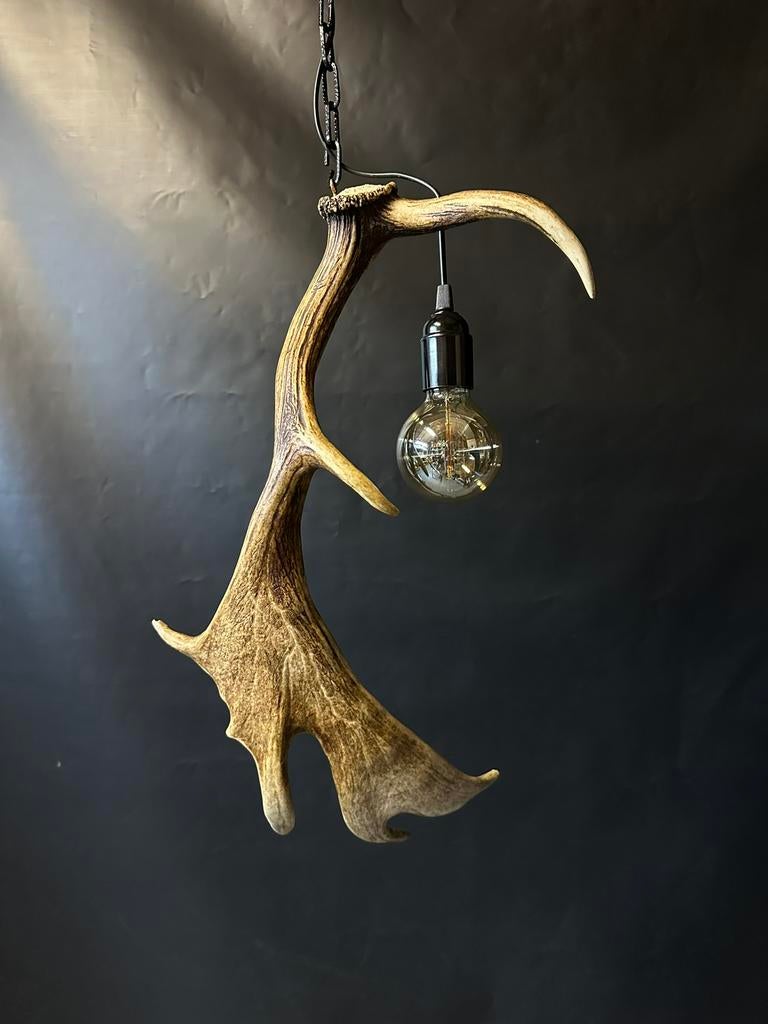 Geweienlamp.lamp.hanglamp.geweien.edelhert.damhert.brocante, Ophalen of Verzenden, Nieuw, 50 tot 75 cm