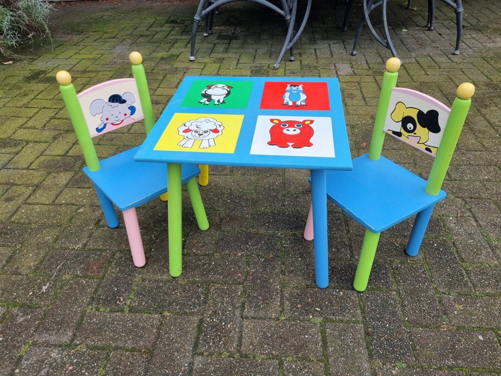 Leuke kindertafel met dierenprint - 47x47x41 cm, Ophalen