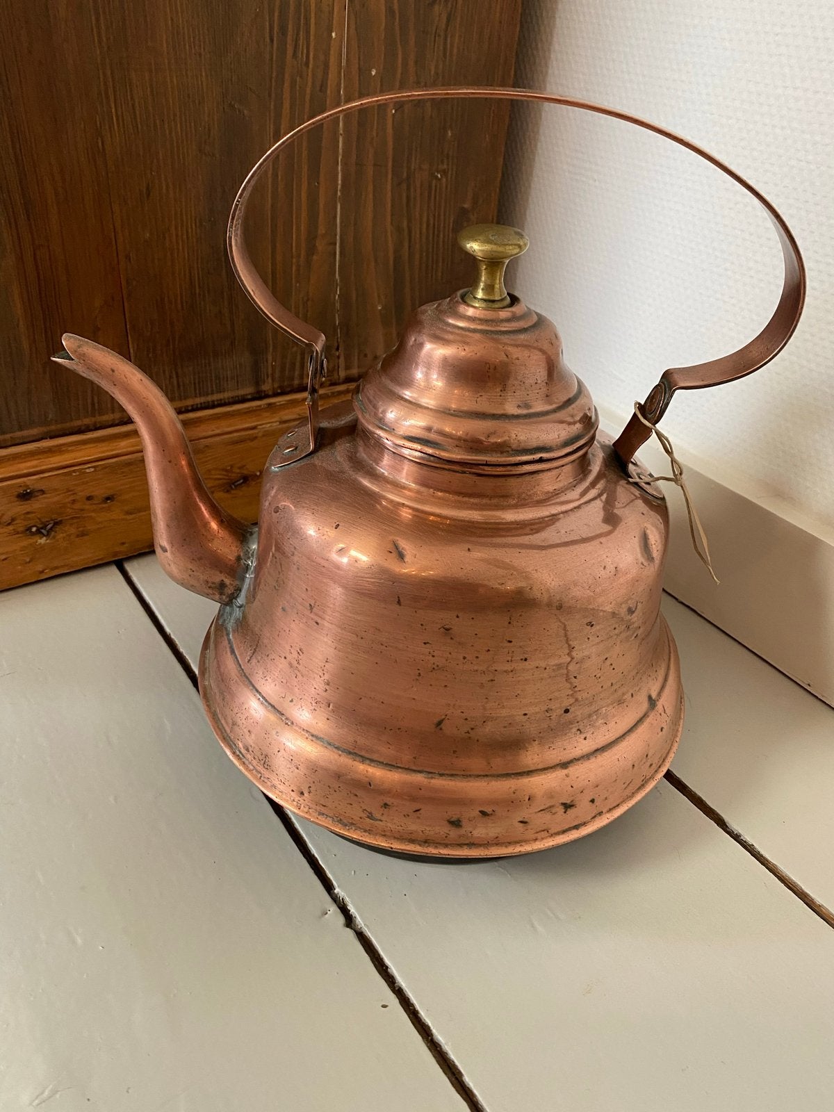 Antieke Koperen Waterketel - Brocante Stijl, Antiek en Kunst, Antiek | Koper en Brons, Ophalen of Verzenden, Koper