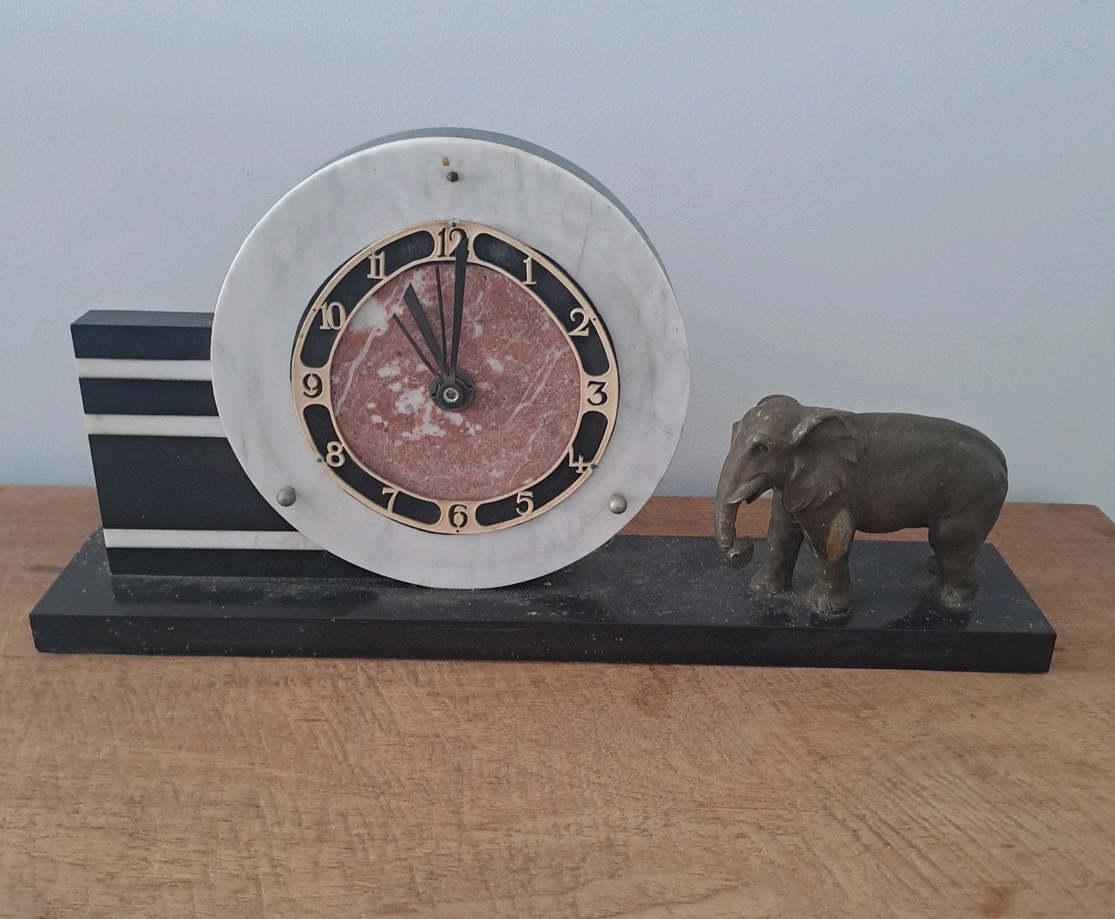 Art Deco marmeren klok met olifant, Ophalen