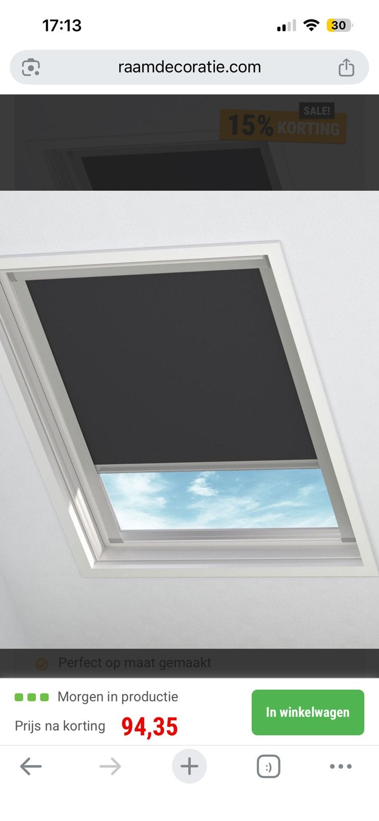 Velux verduisterd dakraam rolgordijn GGL NK04, Ophalen, Overige merken, Zwart, Nieuw