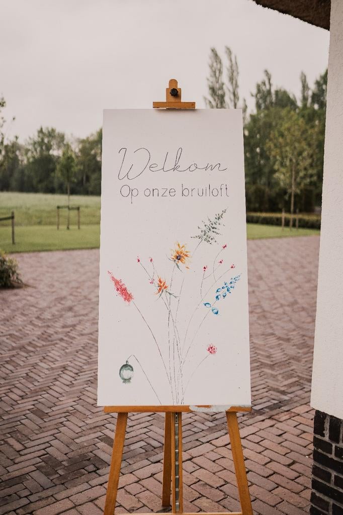 Welkomsbord bruiloft - te huur, Ophalen, Zo goed als nieuw, Geboorte of Huwelijk