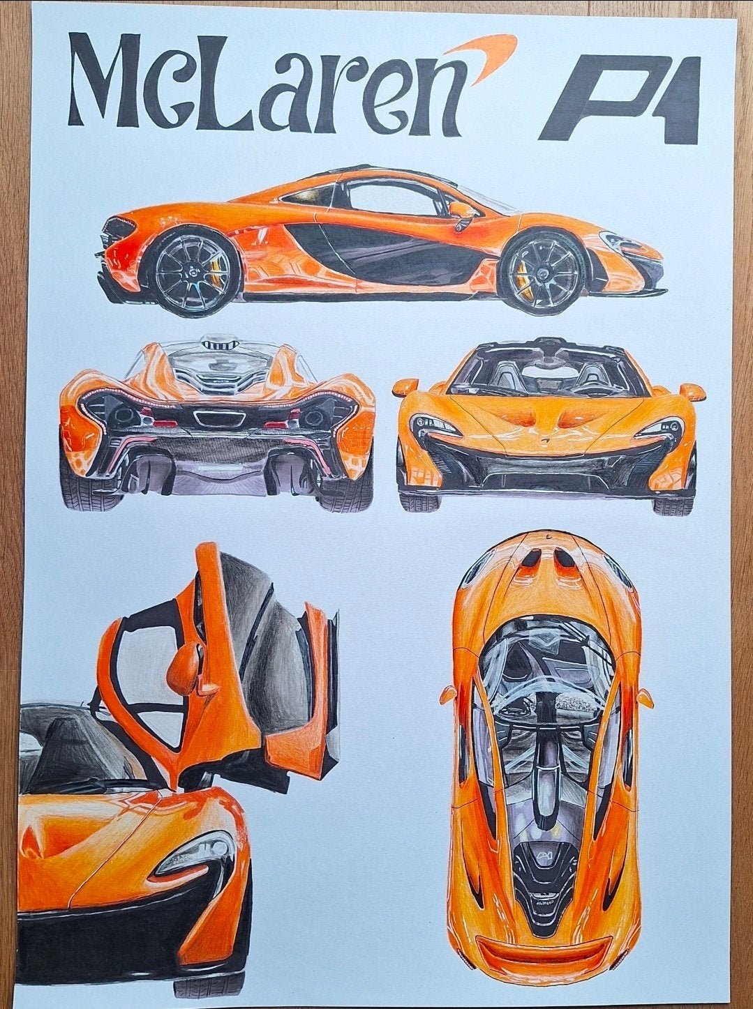 tekening Mclaren P1 • 60cm84cm, Ophalen of Verzenden, Tekening, Gemengde techniek, Handgemaakt