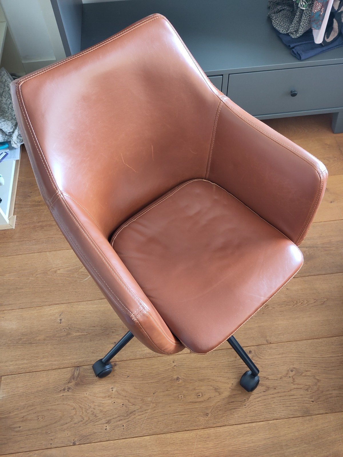Bureaustoel bruin imitatieleer, Huis en Inrichting, Bureaustoelen, Ophalen of Verzenden, Gebruikt, Bruin, Bureaustoel