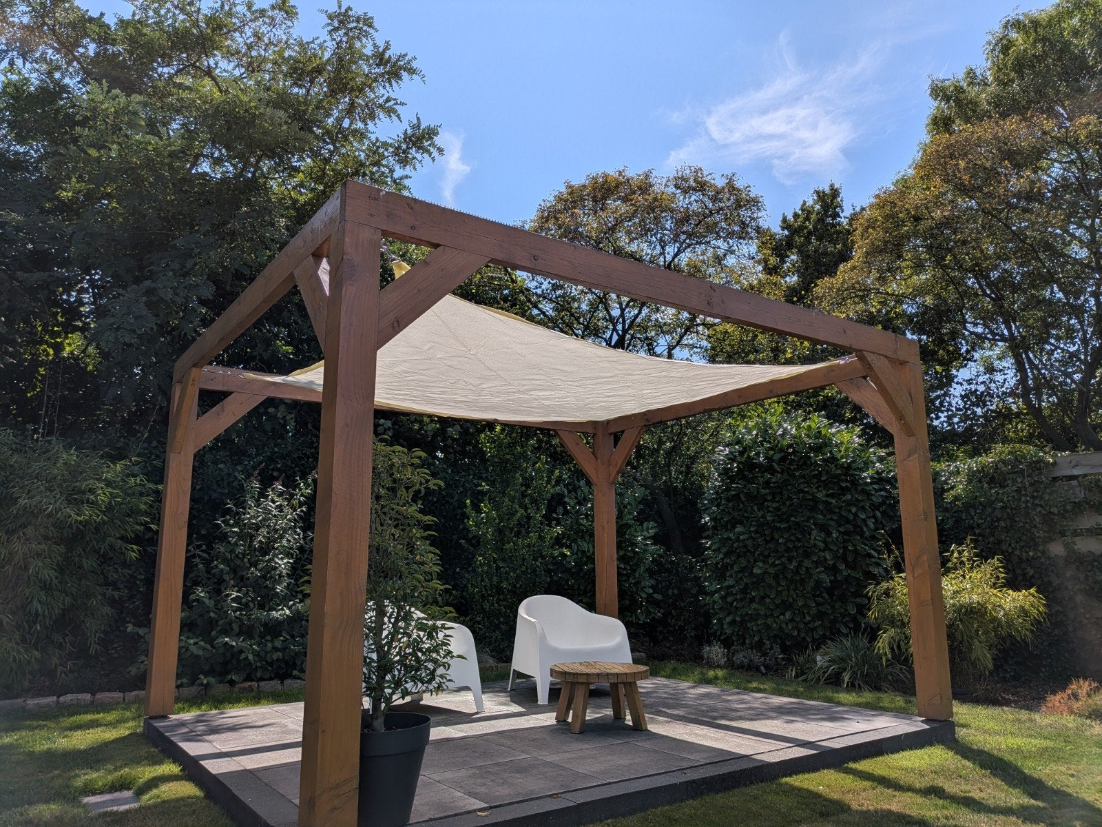 waterdoorlatend schaduwdoek 265x325cm HDPE ivoor, Ophalen, Zo goed als nieuw