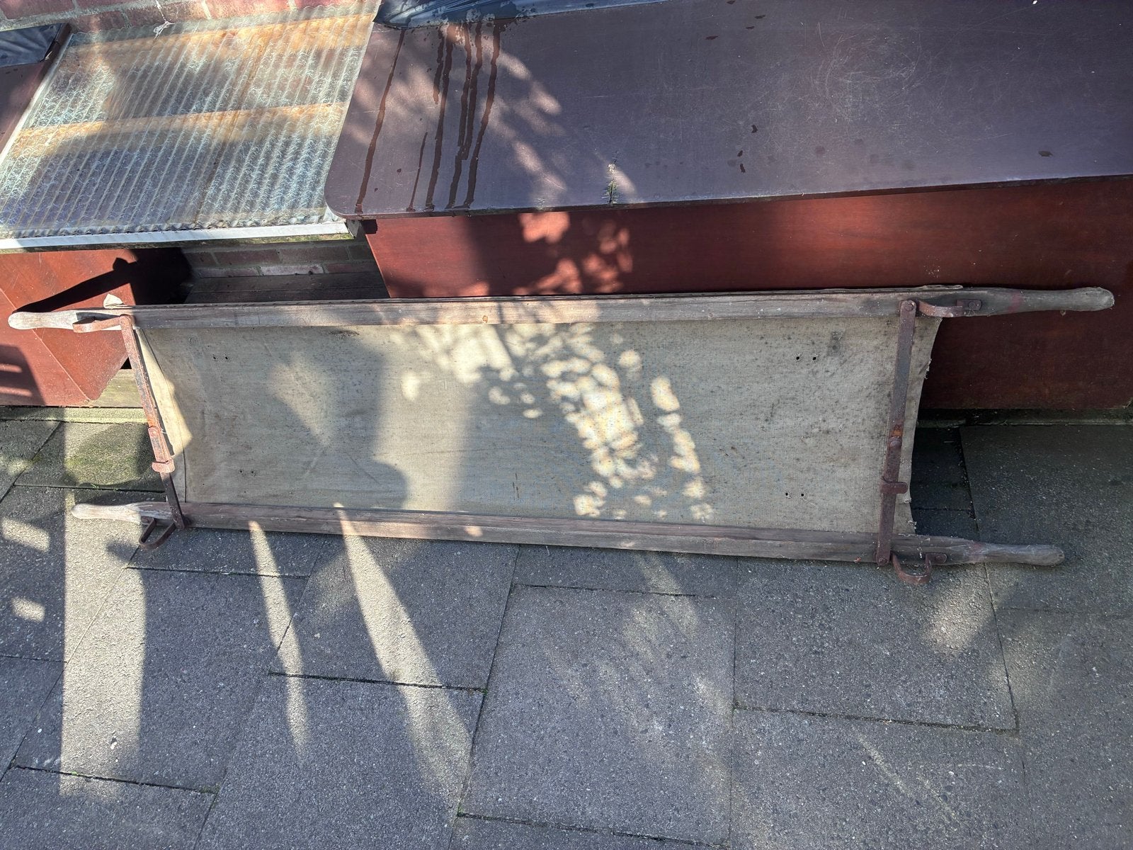 Vintage houten brancard / draagbaar, Antiek en Kunst, Ophalen