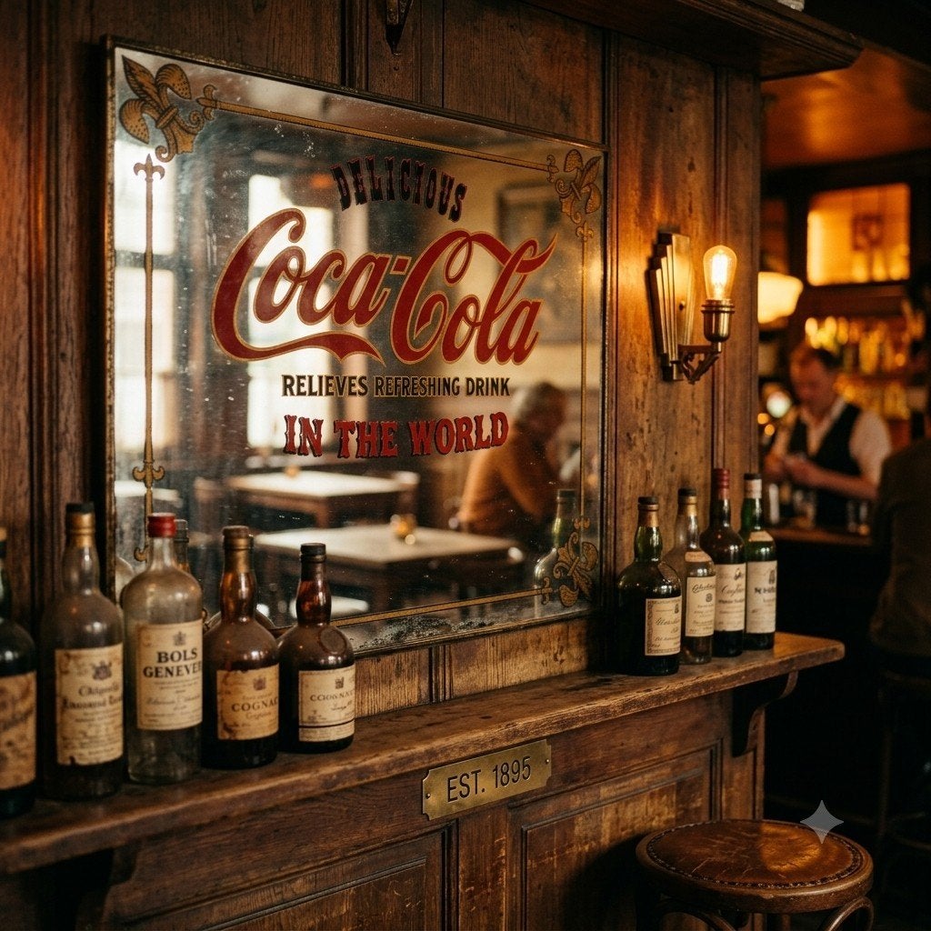 Vintage spiegel coca cola reclame jaren 60/70 met patina, Gebruikt, Aaldertgeertsstraat 43 Olst, Kolibri vintage, Ophalen of Verzenden