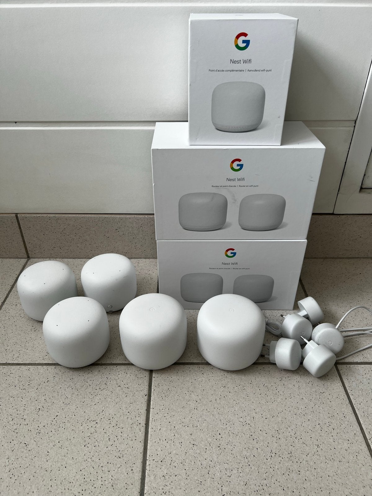 Google Nest Wifi mesh set 5 units 2 routers + 3 wifi-punten, Computers en Software, Routers en Modems, Gebruikt, Router, Ophalen of Verzenden