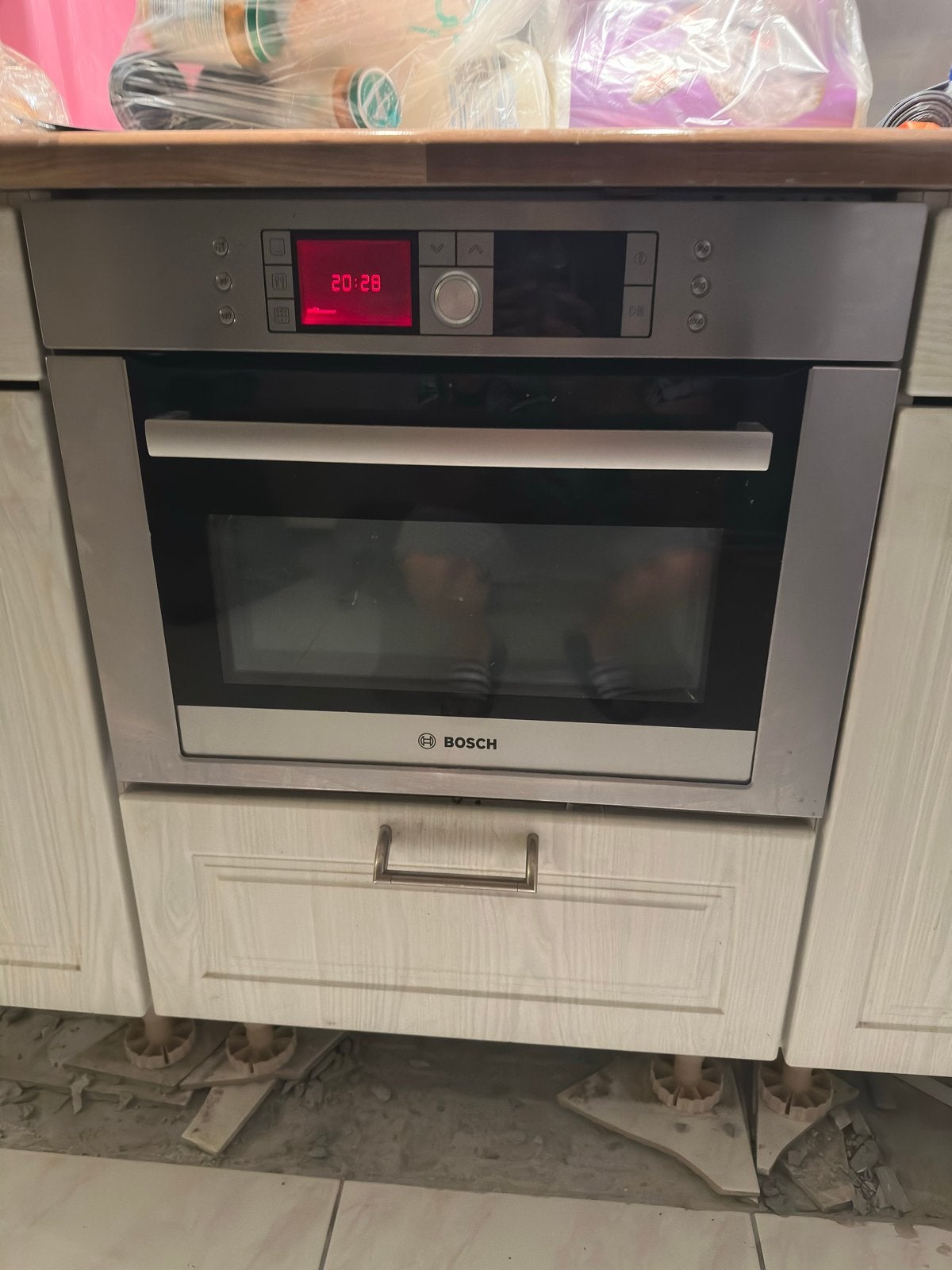 Bosch Inbouw Combi-oven/Magnetron RVS - Goed Werkend, Ophalen, 45 tot 50 cm, Gebruikt, Hete lucht