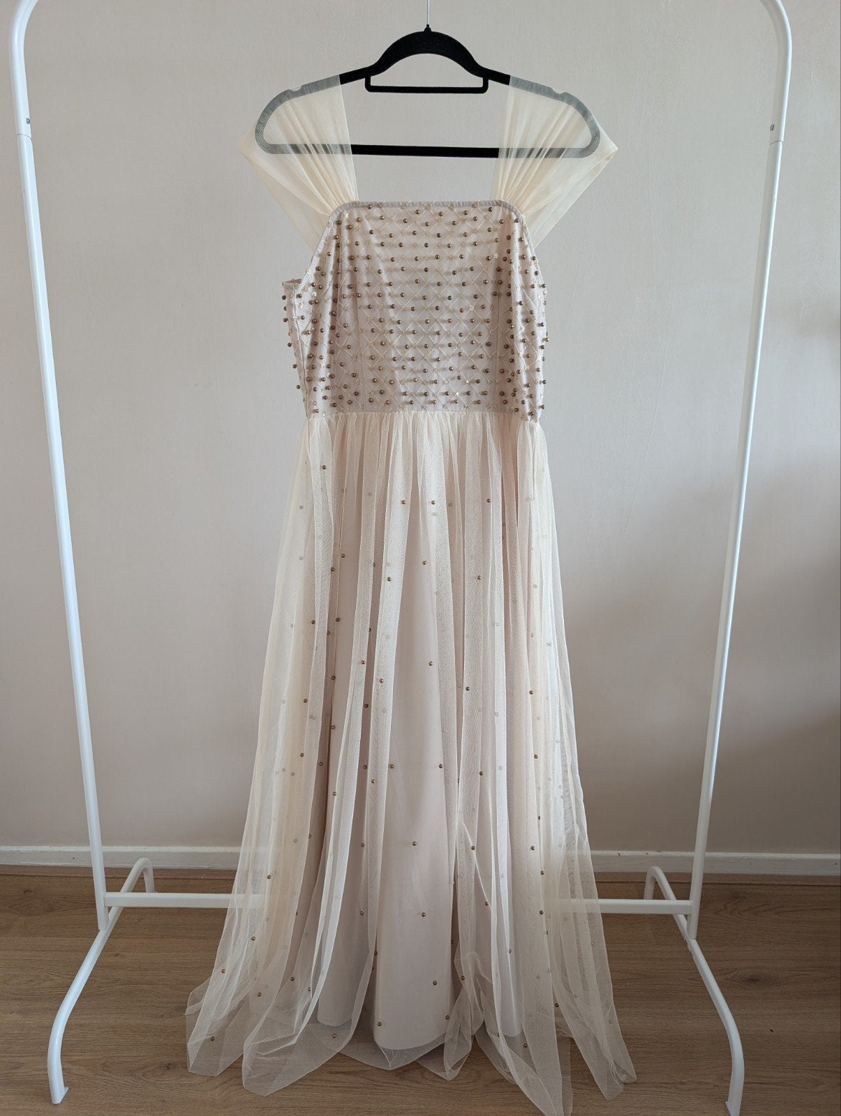 Shein Galajurk met kralen en tule - Maat M, Maat 38/40 (M), Beige, Ophalen of Verzenden, Zo goed als nieuw