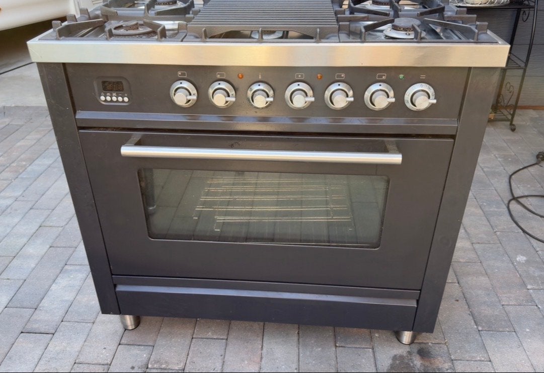 Vrijstaand Gasfornuis 90 cm Boretti, Witgoed en Apparatuur, Fornuizen, Ophalen, 60 cm of meer, Grill, Zo goed als nieuw