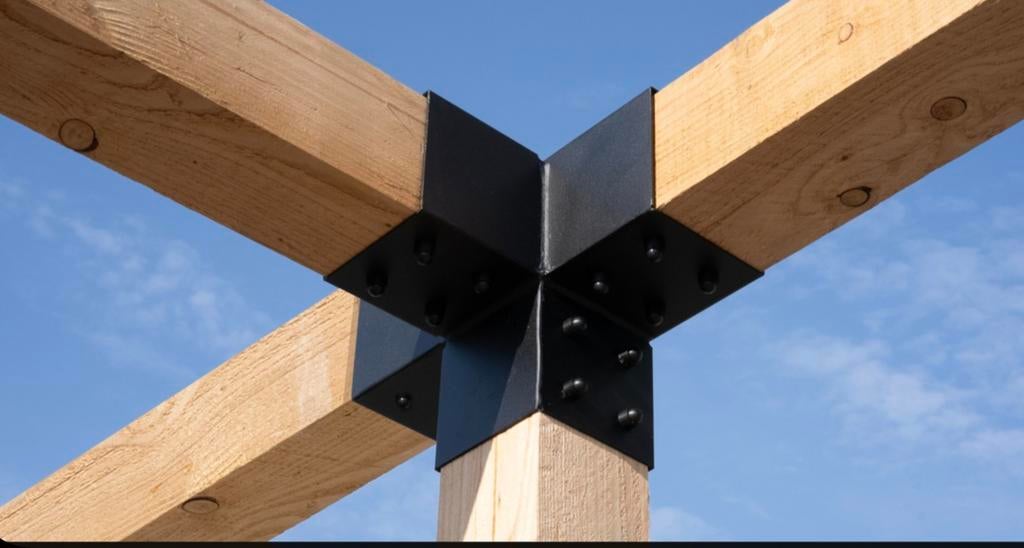 Pergola Hoekverbinding met Verlenging voor 15 x 15 cm balken, Ophalen of Verzenden, Nieuw, Veranda